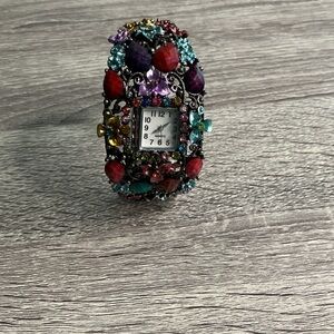 Colorful Jeweled Statement Ring Watch